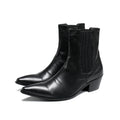 NA367 High Heels Men Boots Pointed Toe Black Genuine Leather Boots Men Handsome Ankle Boots for Men Wedding Party Cowboy Zapatos