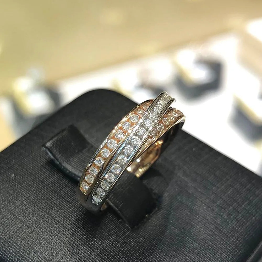 F1479 Diamond Ring 18K Solid Gold Round Brilliant Cut Natural G Color Classic Unisex Wedding Band
