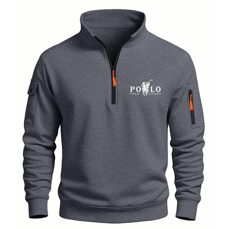 High Quality Printed Stand Collar Half Zipper Jacket Unisex Autumn Winter Heavyweight Long Sleeved Polyester Hoodies