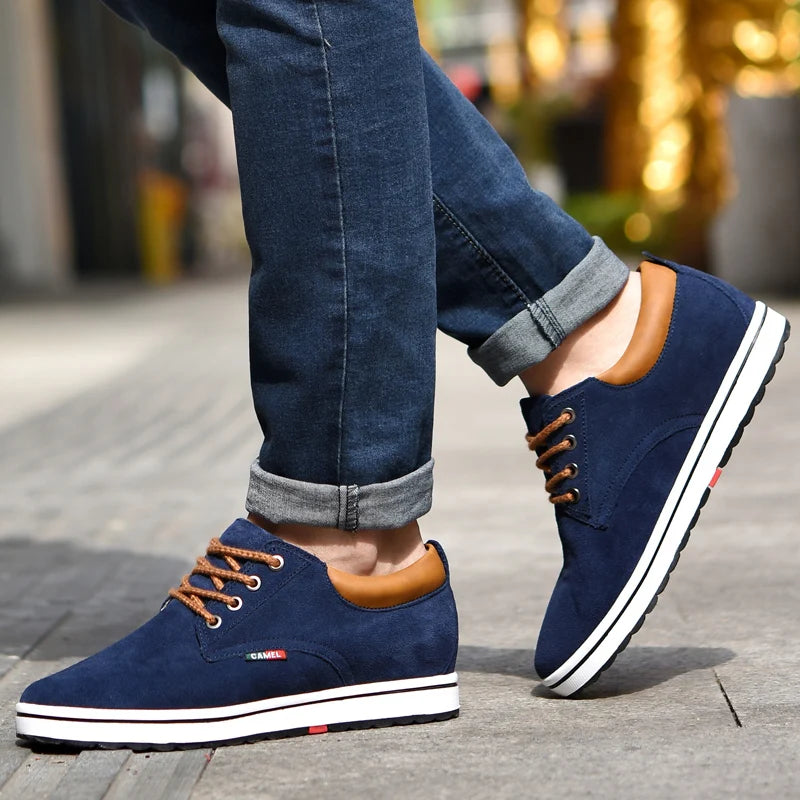 World-win 2023 Men's Casual Sports Board Shoes Small Size Leather Shoes Elevator Shoes for Men Height Increasing