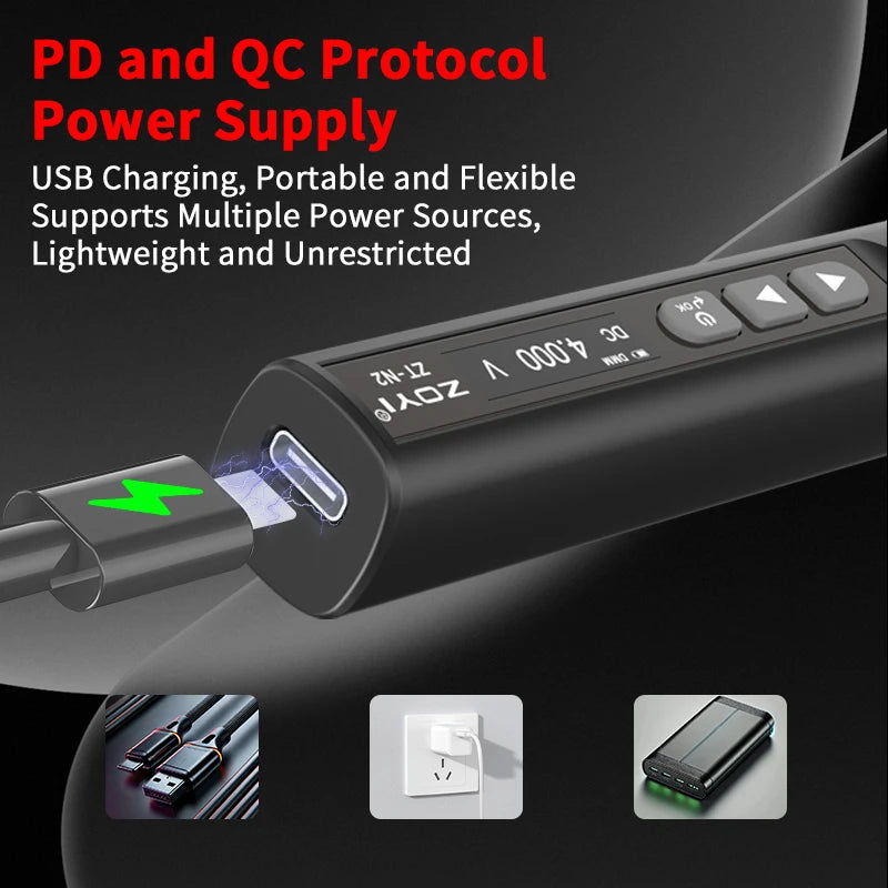 New Arrival ZT-N2 Smart Electric Soldering Iron 75W Type-C LED Display PD Battery-Powered Pen Adjustable Temp 100-450 T65 Tip