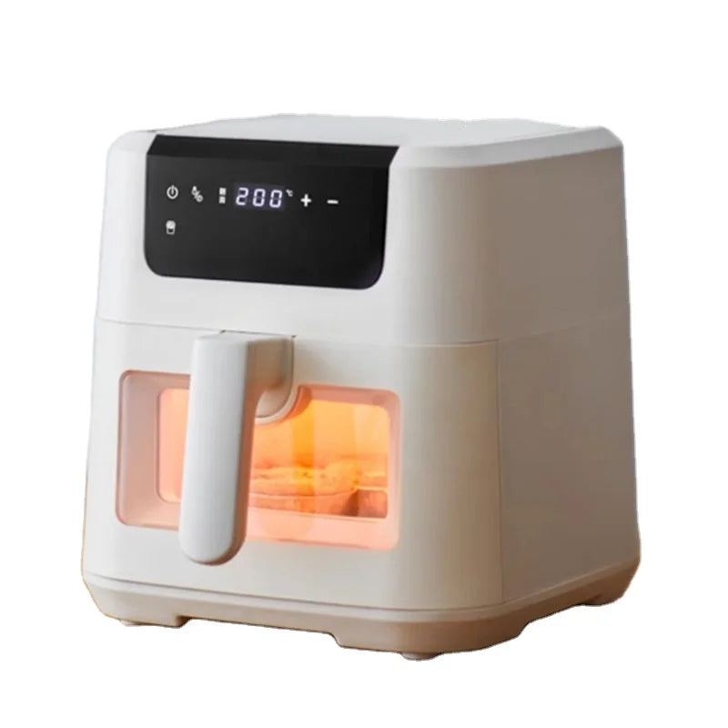 Home Electric Frying Pan Intelligent Large-capacity Multi Functional Air Fryer 5L. All-metal Inner Cavity New 3D Printing White