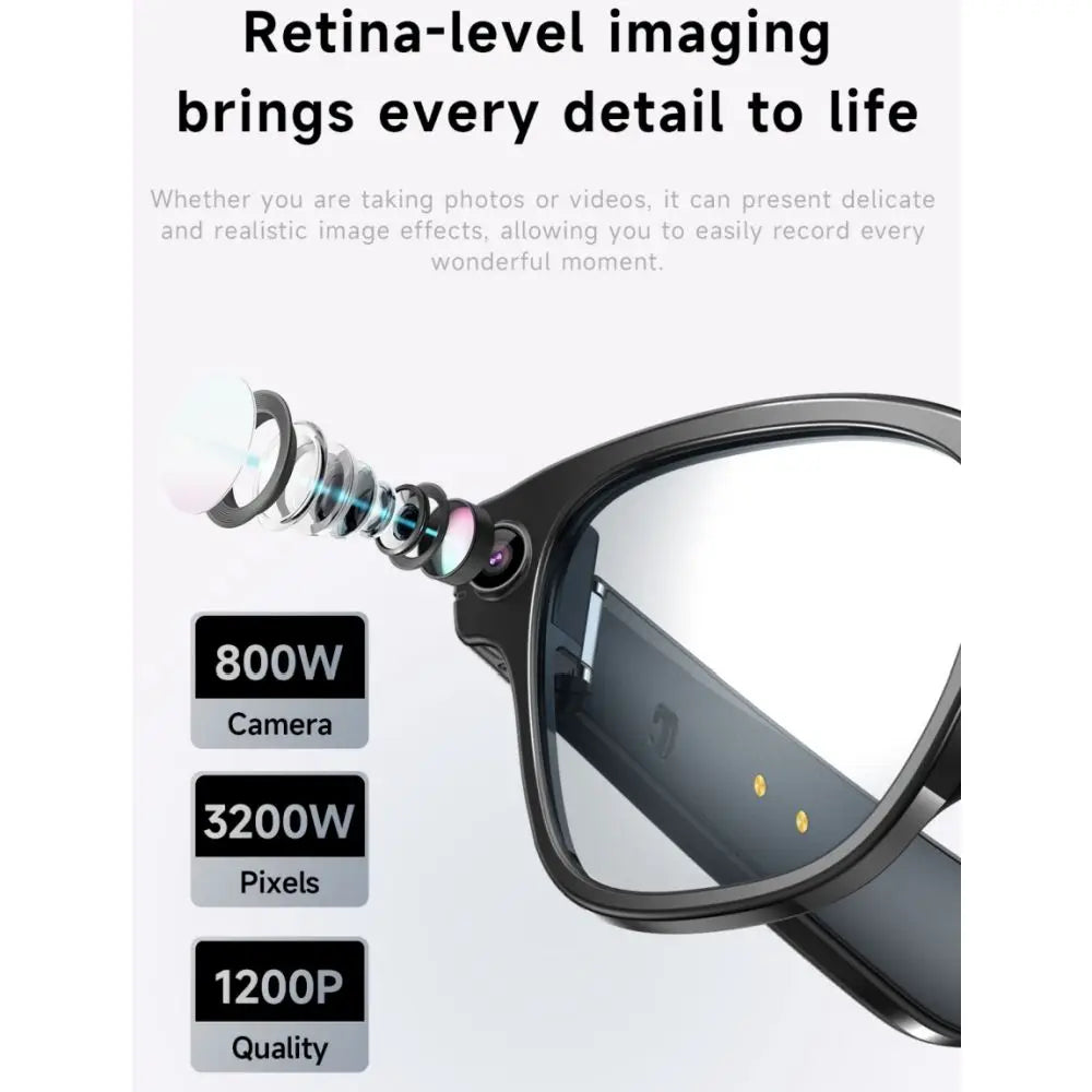Fashion L801 Smart Glasses Camera 8MP 4K Video Recording WiFi for 5.4 Contact AI ChatGPT Real-time Translation Meeting