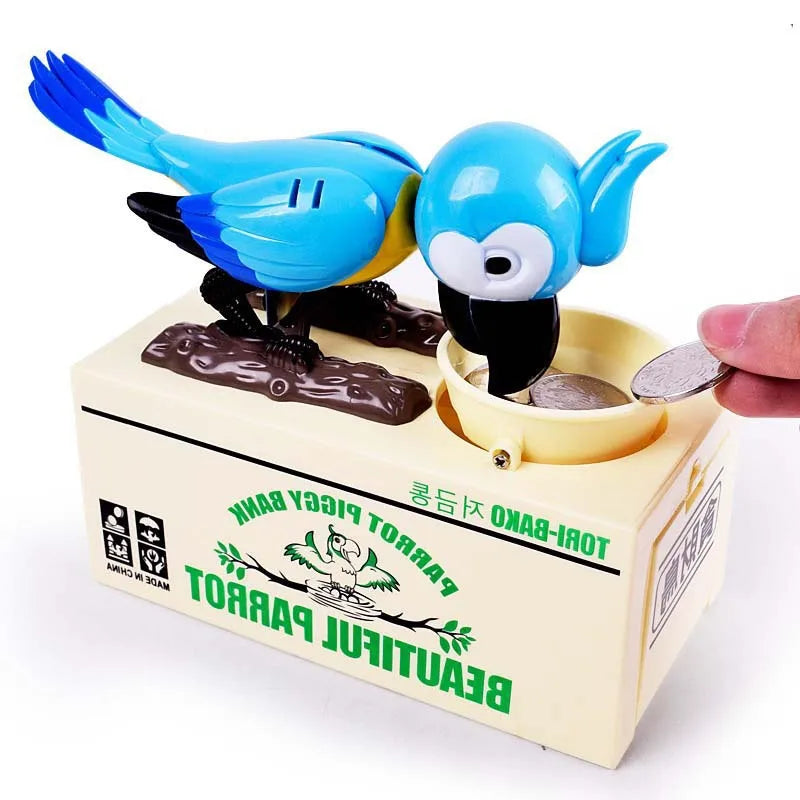 Gifts for children, birds, money, piggy bank, greedy, greedy, bird, parrot, piggy bank, children's room decoration