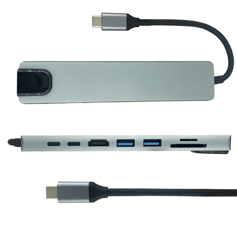 Hot Pont Usbc Hub to hd Adapter Kit Pd Fast Charge 8 En 1 Usb Type c Hub Switch Dock for Tablet Dock Station - Free Item