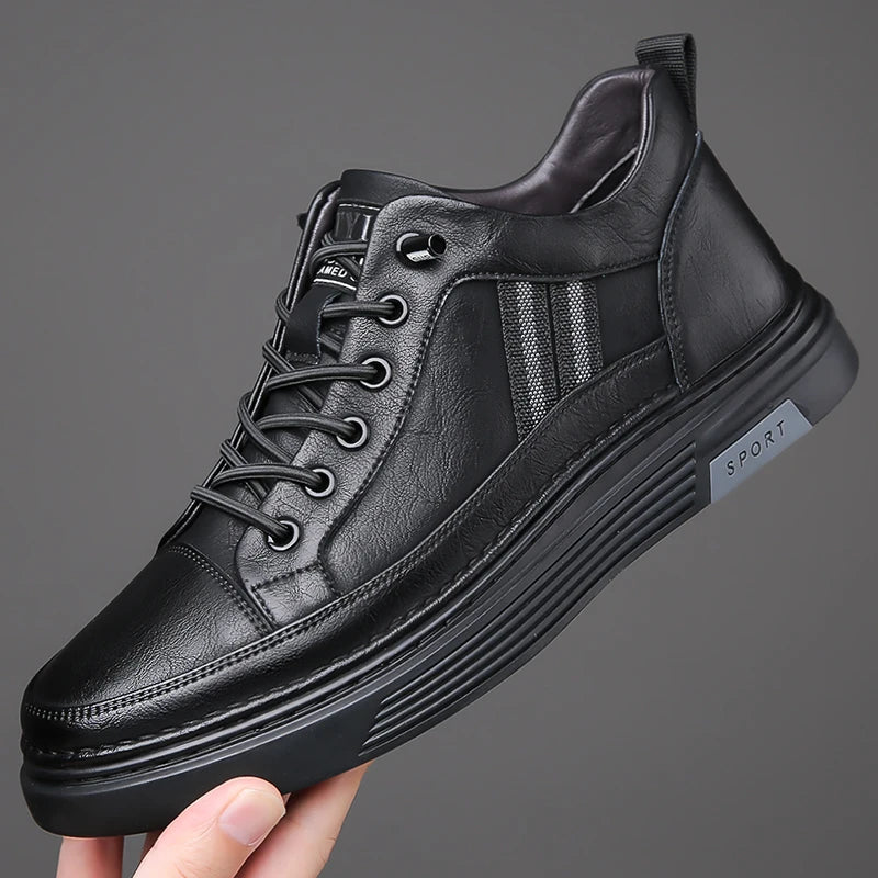Men's Skateboarding Shoes Loafers Sneakers Skate Shoes Lace up Leather Low-top Slip on Thickened Fleece Cotton Padded Warm