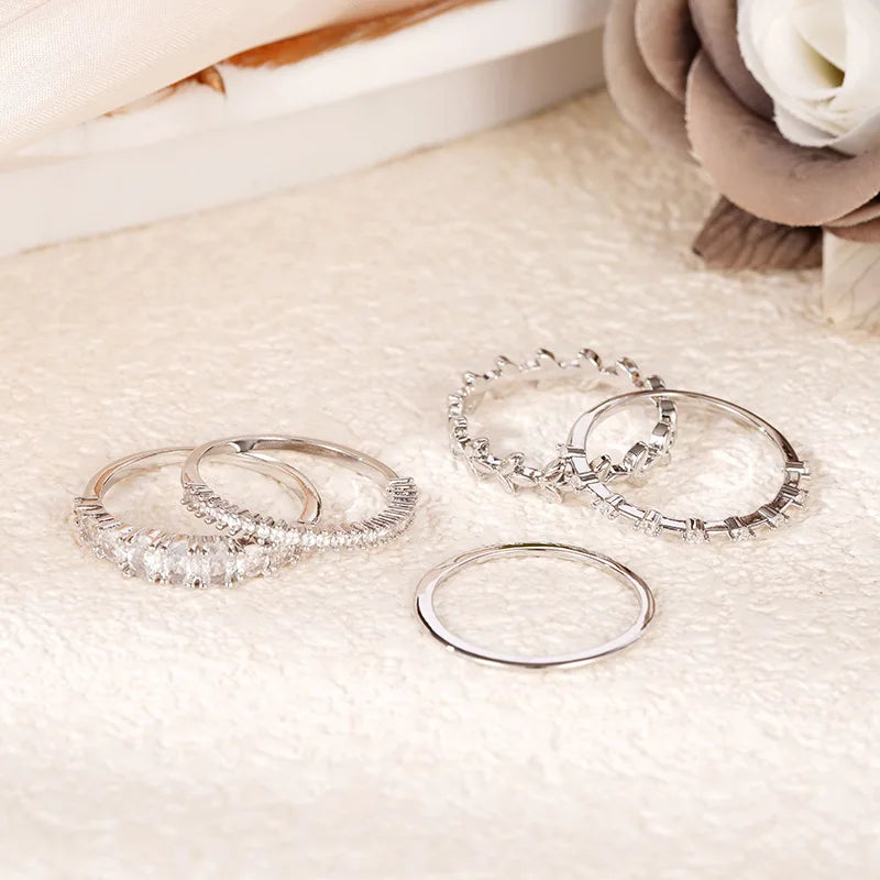 T0345 White Gold Diamond Rings Round Brilliant Cut Natural D Color Classic Women's Wedding Jewelry