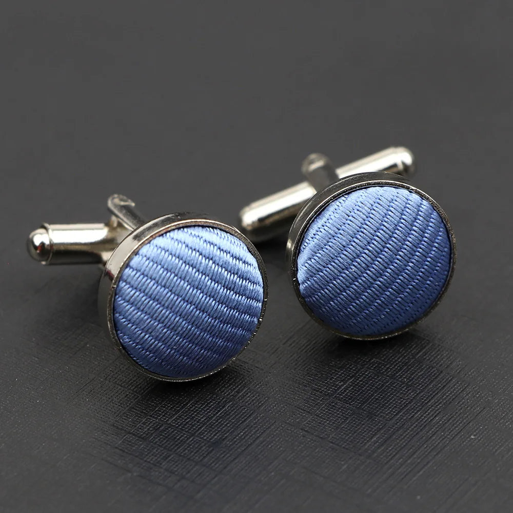 Classic Fashion Striped Polyester Check Design Cufflink For Mens Brand Cuff Buttons Cuff Links High Quality Jewelry Accessory