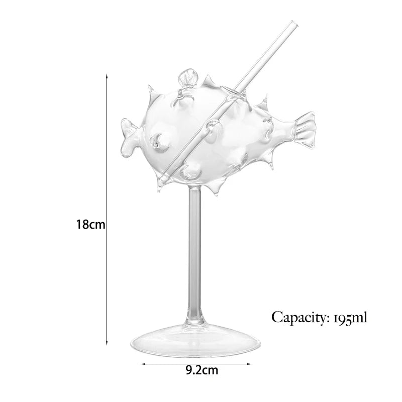 Creative Cocktail Glass - Porcupine Fish/Swan/Rose/Octopus/Bird Design Cocktail Glass, Novelty Drink Cup for KTV Bar Night Party