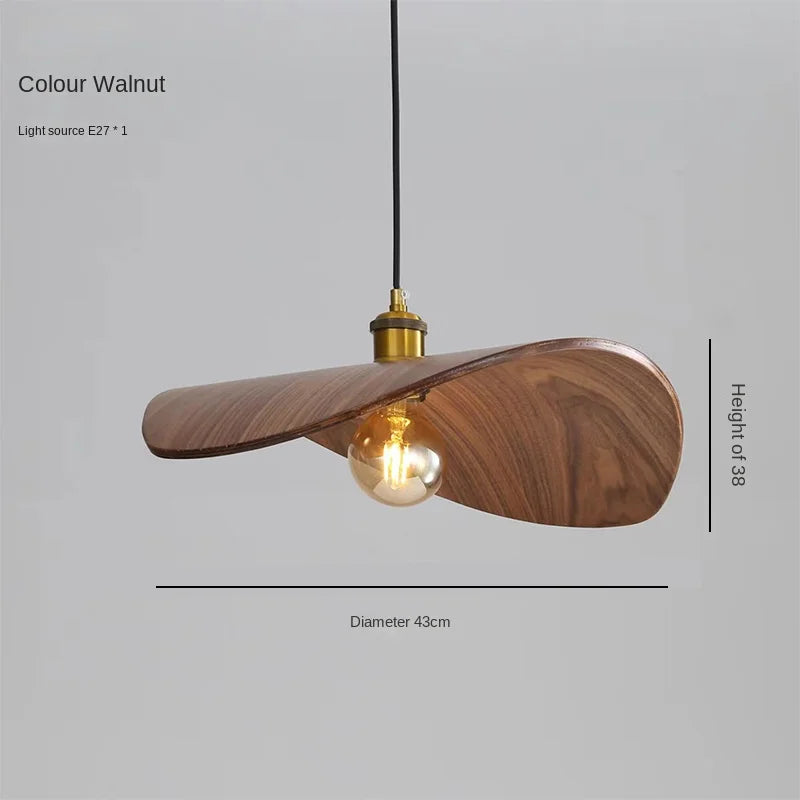 Wabi-sabi Style Zen Restaurant Chandelier Japanese Style, Living Room bar Island, B&B Walnut-colored Solid Wood Chandelier.