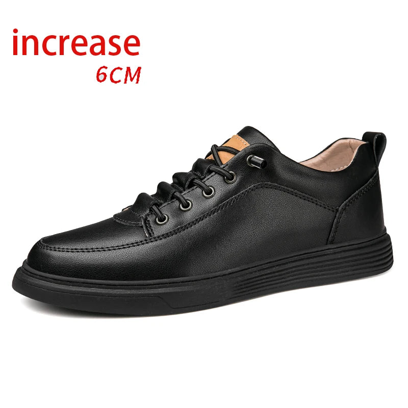 Invisible Height Increase 86CM Men's Sneakers, Leather Toe Cap, Breathable Rubber Outsole, Casual Style