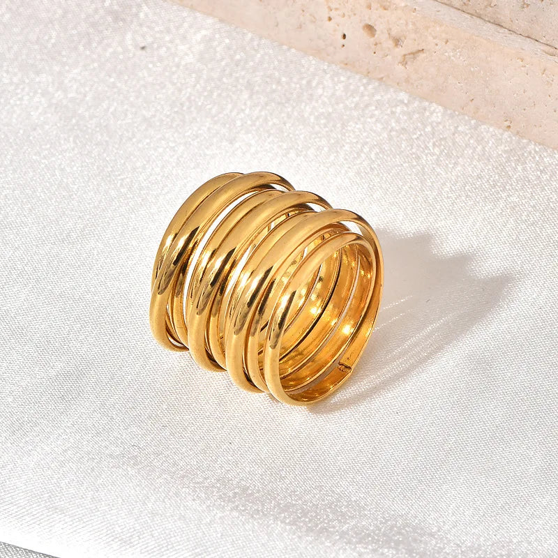INS Minimalist Multi-Layer Spring Ring Women Trendy European American Fashion Commuter Ring Exaggerated Cross-Border Design Ring - Free Item
