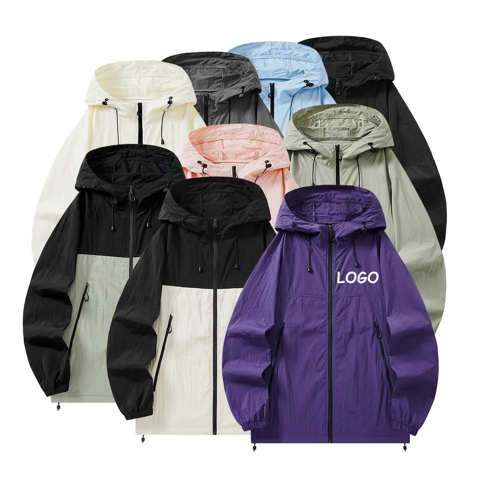 Oem Wholesale Custom Summer Thin Outdoor Casual Jackets Running Hooded Windbreaker Unisex Jacket