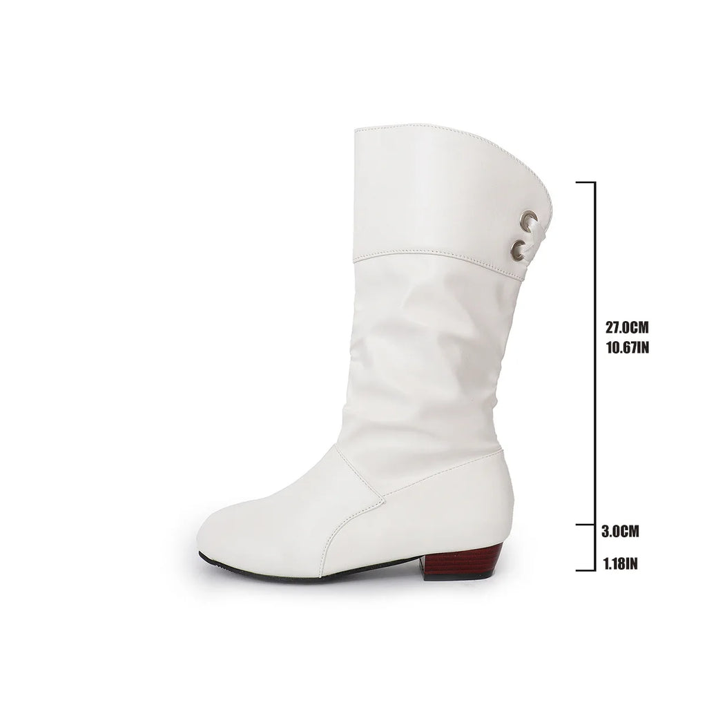 QLFashion2024 Autumn And Winter Extra Large Size Student Knight Boots Supply Low Heel Round Head Back Lace Warm Women 231