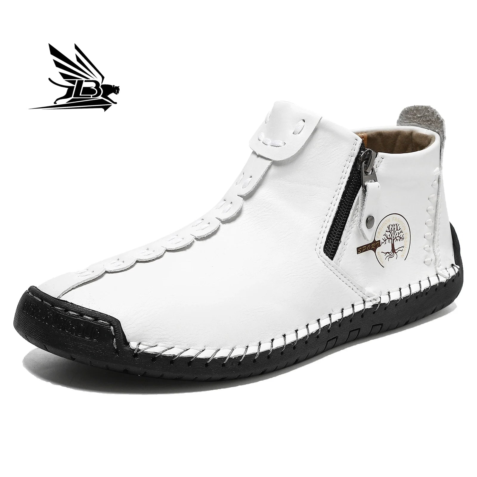 Men's for Martin Western Style Boots Fall/Winter New Large Size Zipper Hand-Sewn Tooling for Outdoor Leisure