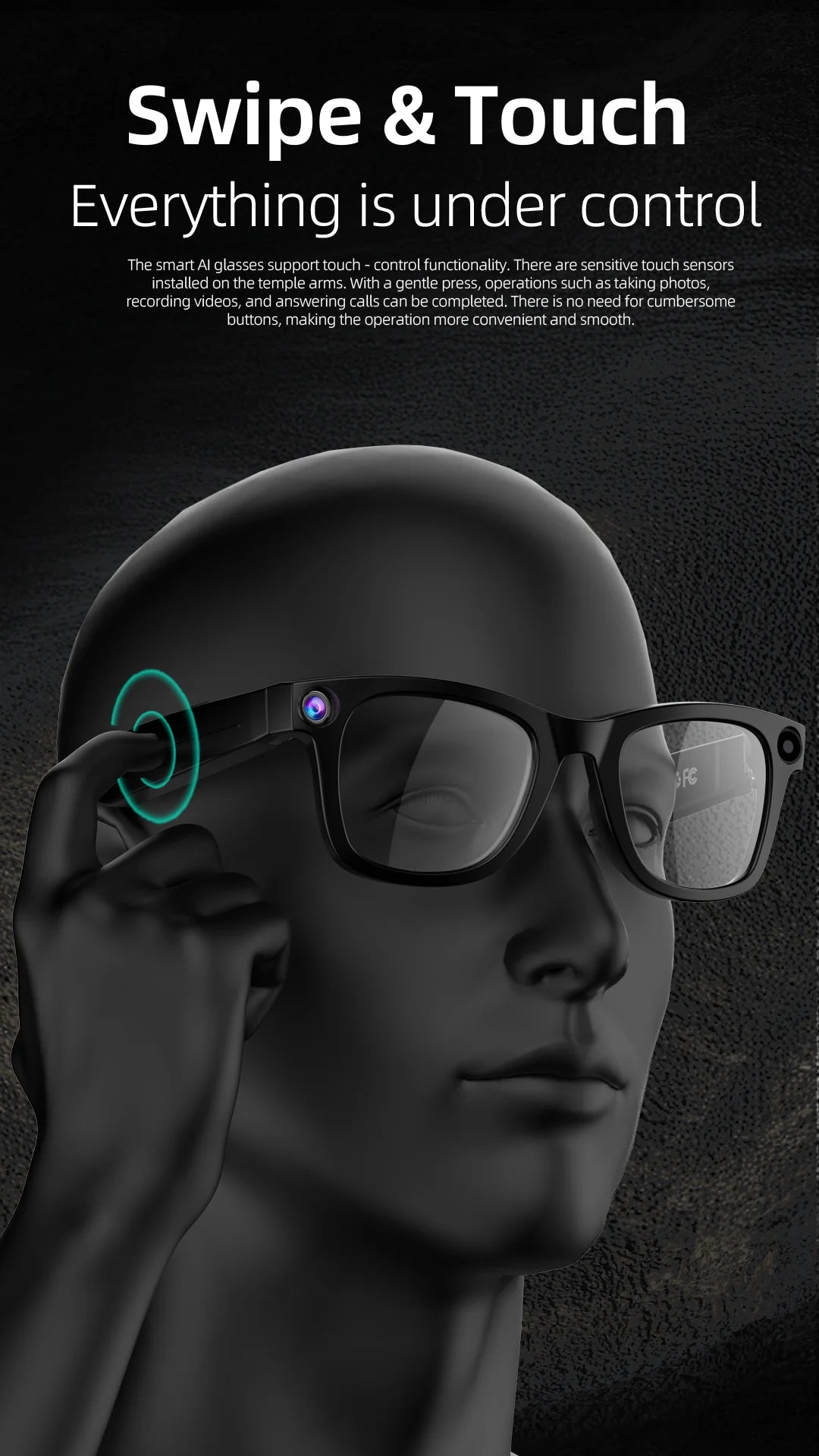 AI Smart Glasses 800W HD Camera 32GB WIFI Transfer ChatGPT Gesture Control AI Translation Photography Smart Glass G300
