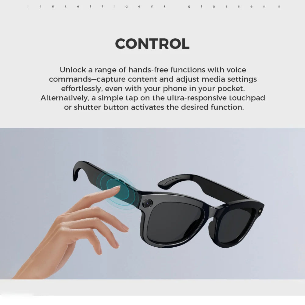 M01pro Men's Smart Glasses Fashion AI Translation ChatGPT Sunglasses 8MP Camera for Blue Tooth Calling Music Video Photo Taking