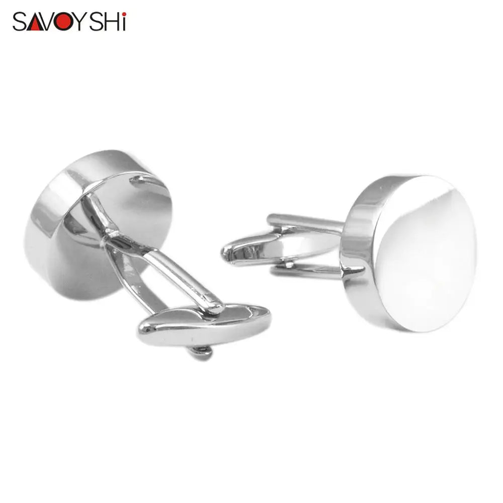 SAVOYSHI Free Engraving Name Cufflinks Tie Clip Set For Mens Special Gift High Quality Silver Color Cuff links Tie Bone Pin Bars