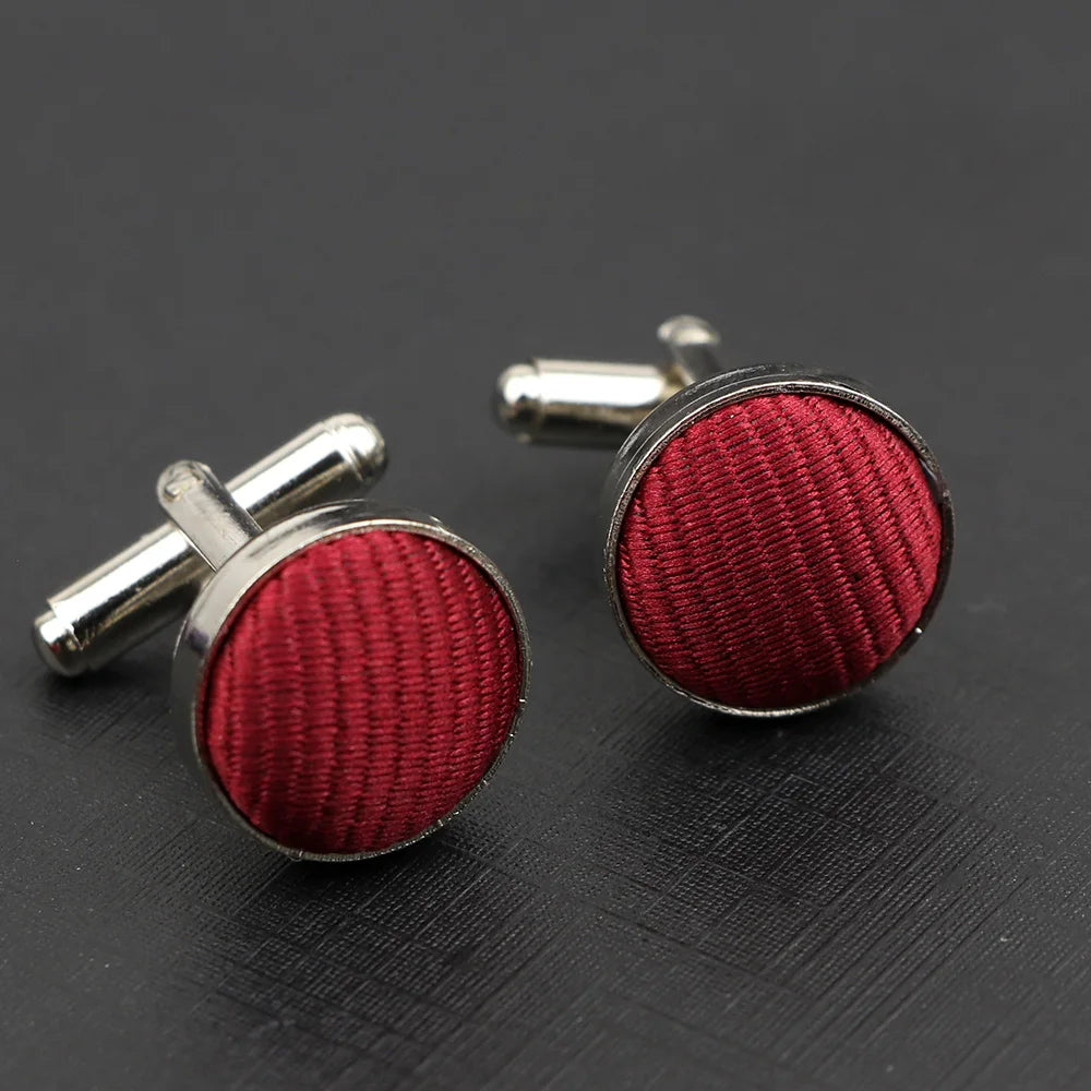 Classic Fashion Striped Polyester Check Design Cufflink For Mens Brand Cuff Buttons Cuff Links High Quality Jewelry Accessory