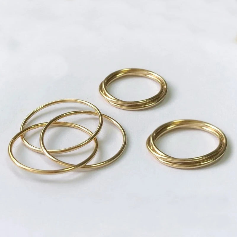 GR061 Tarnish Free 14k Gold Filled Jewelry 1.0mm Rolling Dainty Ring Daily Wear for Women