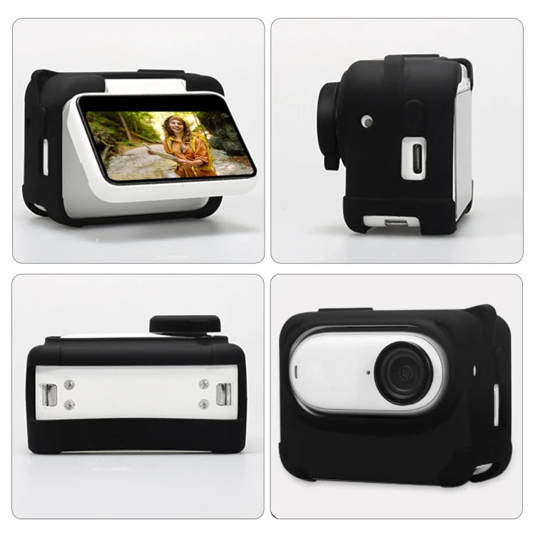 For Insta360 GO 3 PULUZ Camera Charging Case Silicone Case With Lens Cap and Strap Camera Protective Cover