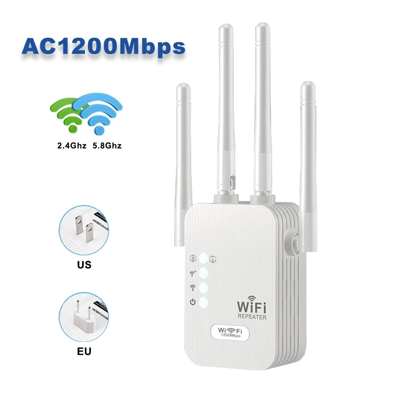Mini Wifi Extender Signal Amplifier Wifi Booster 1200mbps Wifi Repeater With Us /au/eu/ Uk Plug