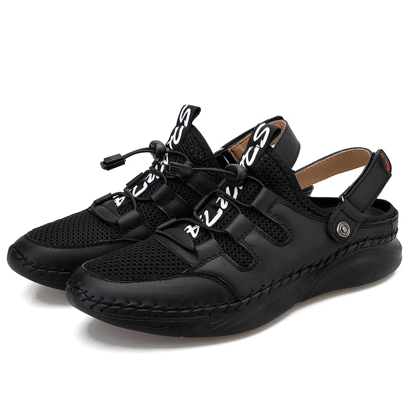 Summer Water Sports Light Weight Genuine Leather Sandals Beach Casual Buckle Men Shoes