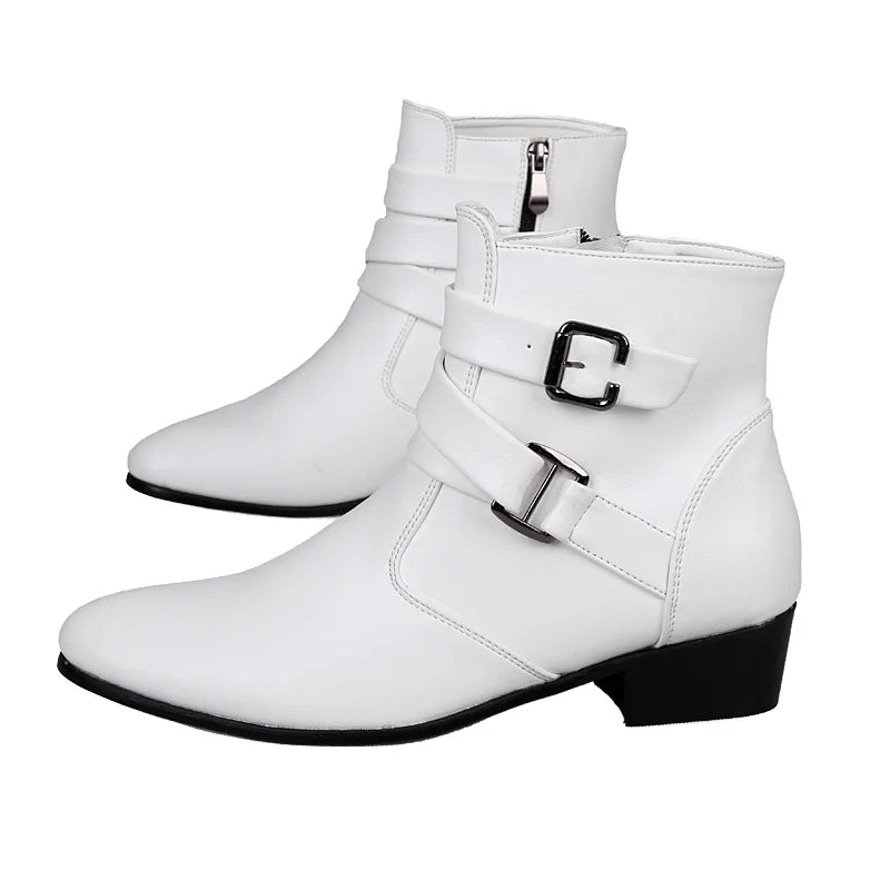 Trendy Western Ankle Microfiber Leather Men's Boots ZIP Closure Anti-Slip Summer Autumn Winter Size 39-47 Solid Rubber Outsole