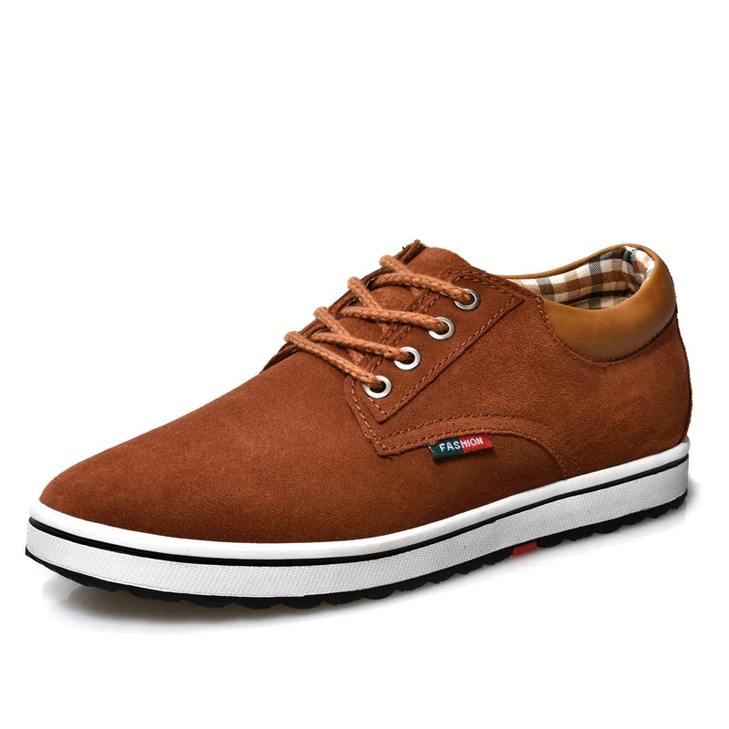World-win 2023 Men's Casual Sports Board Shoes Small Size Leather Shoes Elevator Shoes for Men Height Increasing