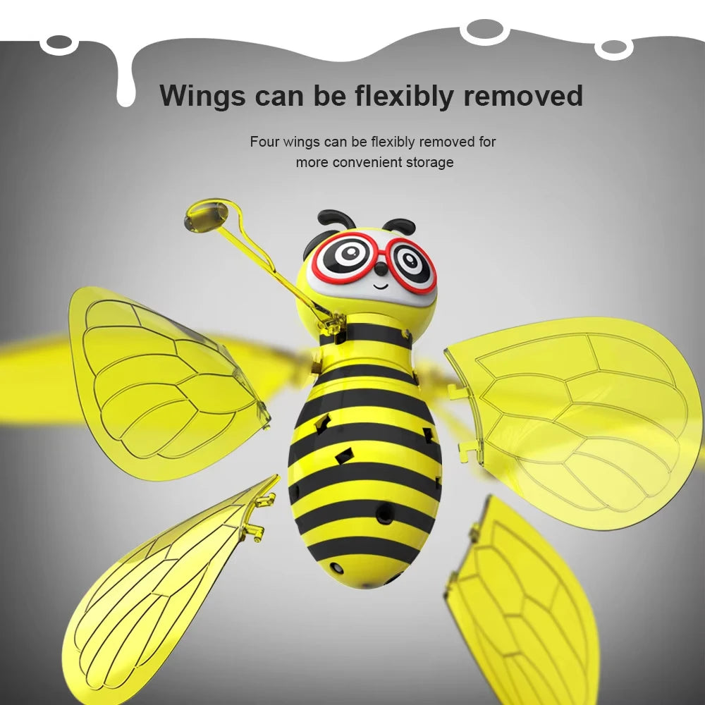 Mini Bee Gesture Induction Flying Toy, LED Light Helicopter for Children Birthday Christmas Gift