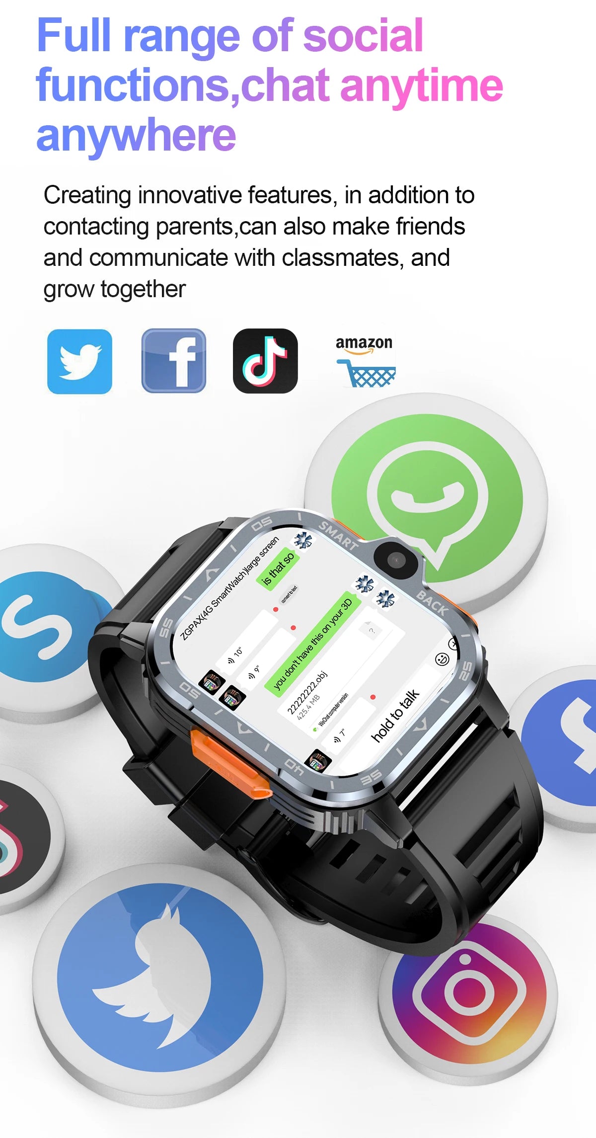 VALDUS Android 4G Sim Card Phone Smartwatch GPS WIFI Dual Mobile Video Camera Fashion PGD Smart Watch RAM 4GB ROM 64GB