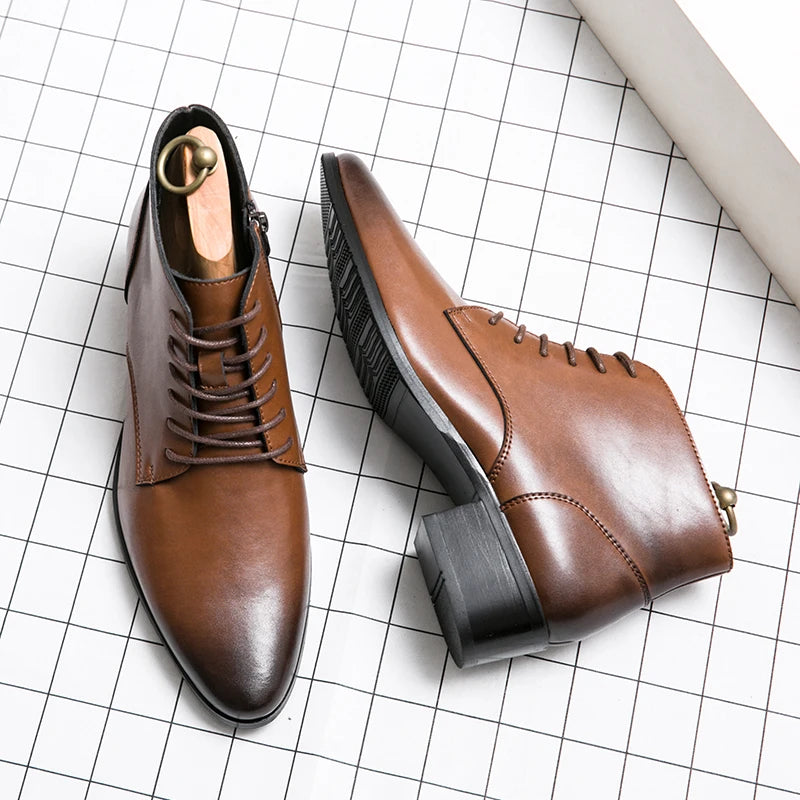 Black Winter Boots for Men Genuine Leather Boots Wholesale Fashion Top Grade Quality Shoes