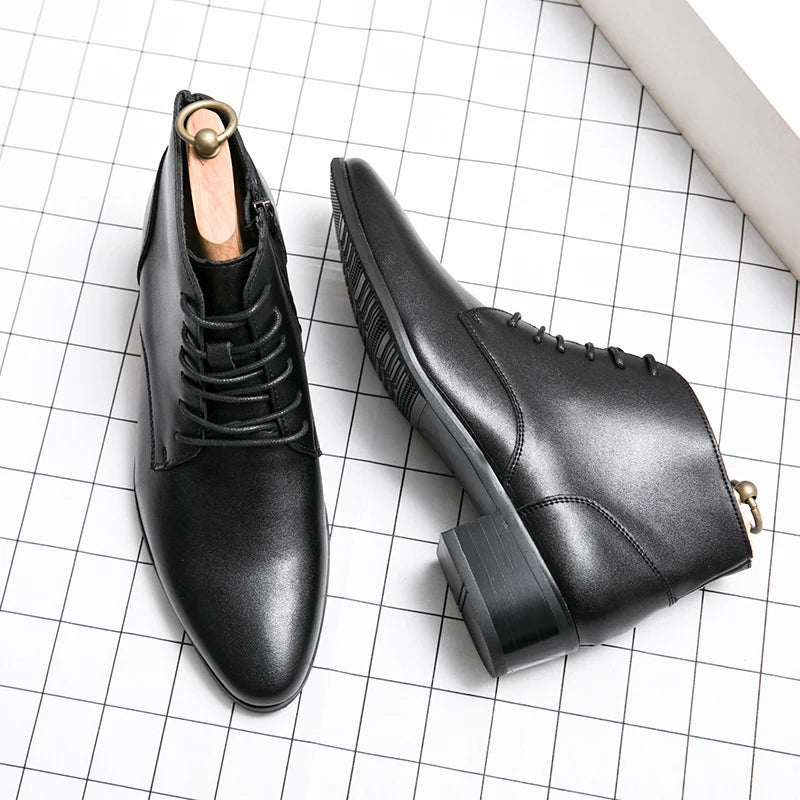 Black Winter Boots for Men Genuine Leather Boots Wholesale Fashion Top Grade Quality Shoes