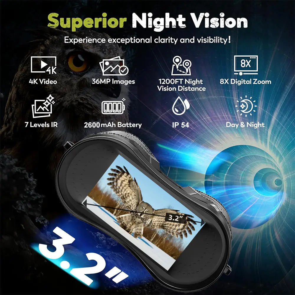 NV2181Digital Night Vision Goggles 4K HD 8X Digital Zoom 3.2' Screen 300m View Night Vison Hunting Scope Night Vision Binoculars