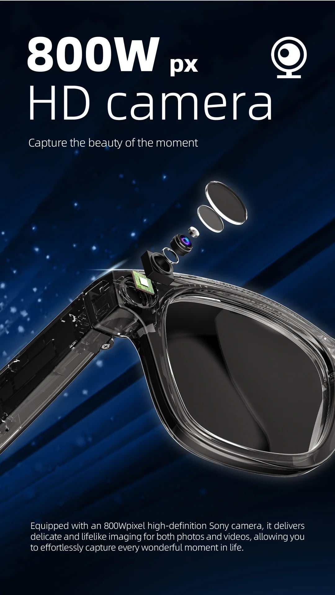 AI Smart Glasses 800W HD Camera 32GB WIFI Transfer ChatGPT Gesture Control AI Translation Photography Smart Glass G300