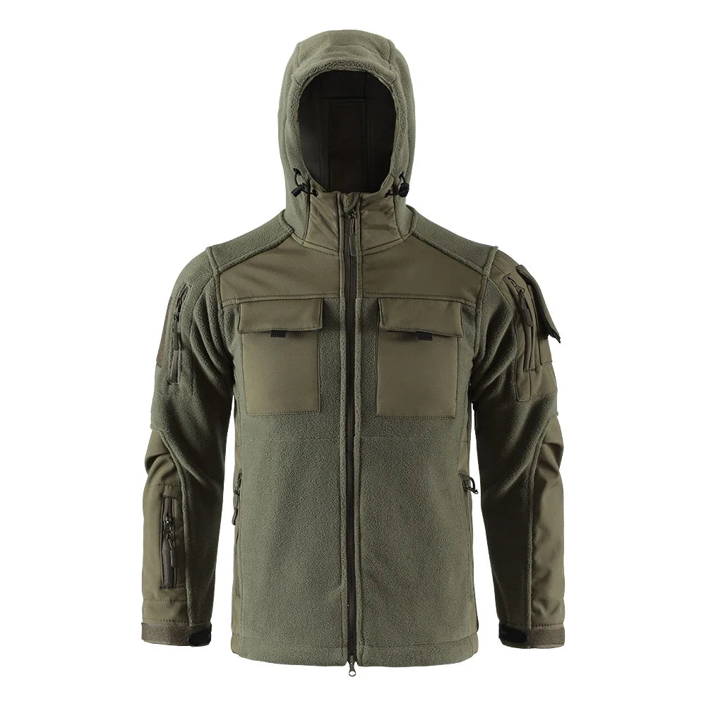 Autumn Winter Men's Vintage Pullover Hoodie Solid Color Long Sleeve Coat Comfort Warm Style Windbreaker Jacket Custom