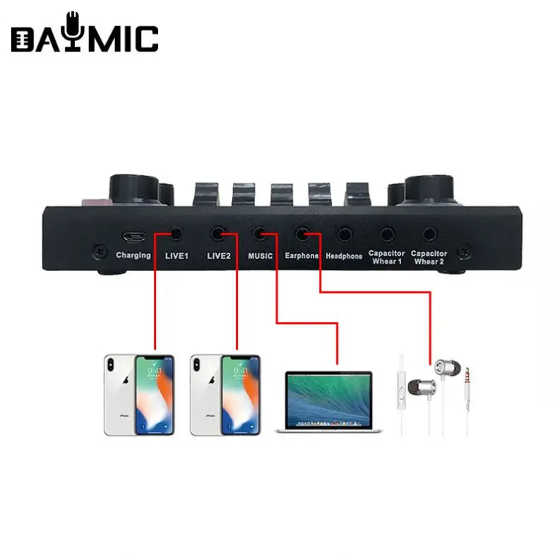 V9 Sound Card Mixer Microphone Arm Stand Kit for Home Studio Broadcast Singing Recording
