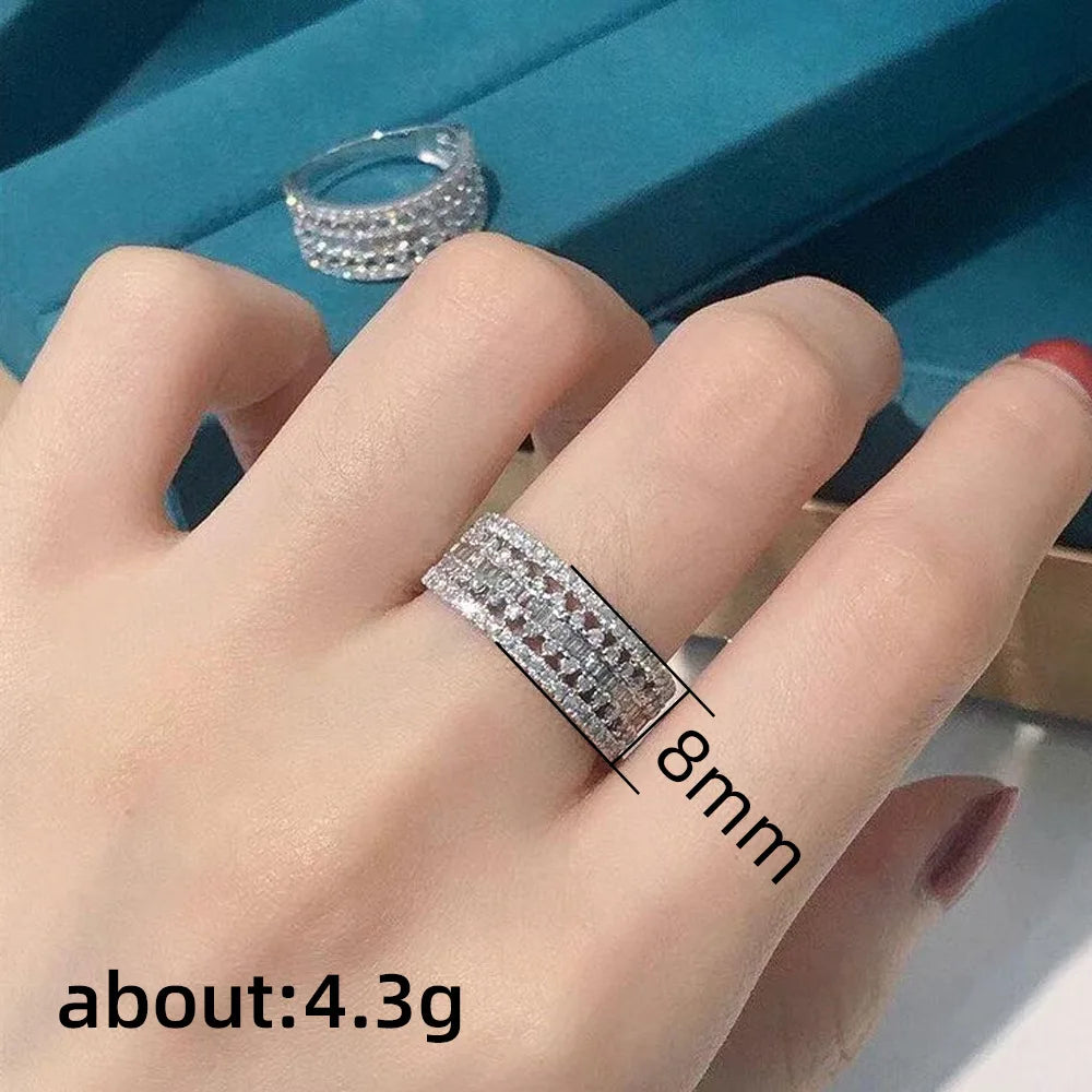 F1442 Luxury White Gold Diamond Ring Baguette Cut Natural G Color Women's Wedding Jewelry