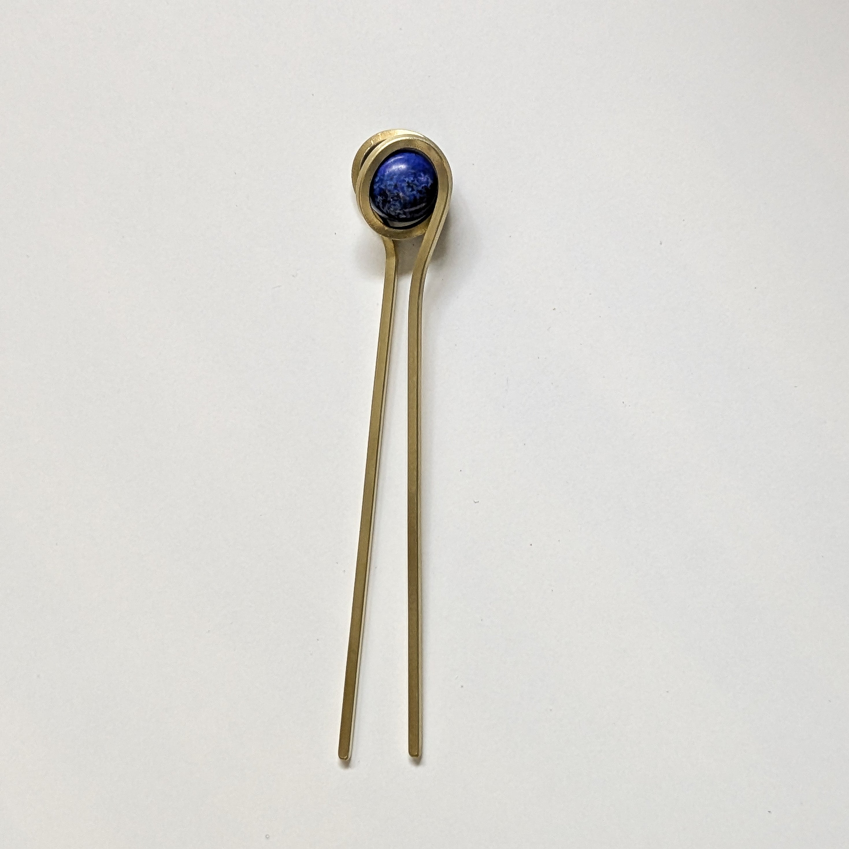 Orbit Gemstone Hair Pin - Jasper + Lapis + Clear Quartz