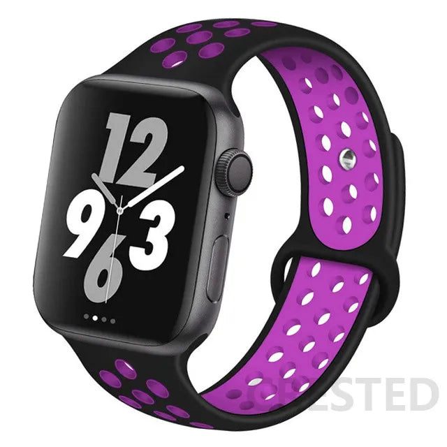 Silicone Strap For Apple Watch Band 45mm 44mm 40mm 49mm 41mm 38mm 42mm Sport bracelet iWatch Ultra 2 Series 9 8 7 6 se for nike