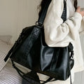 Big Black Shoulder Bags for Women Large Hobo Shopper Bag Solid Color Quality Soft Leather Crossbody Handbag Lady Travel Tote Bag