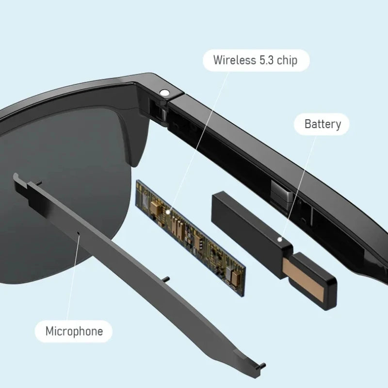 New Smart Bluetooth V5.3 Sunglasses Glasses Call Outdoor Sports Headphones HIFI Black Technology Anti-touch UV For Men And Women