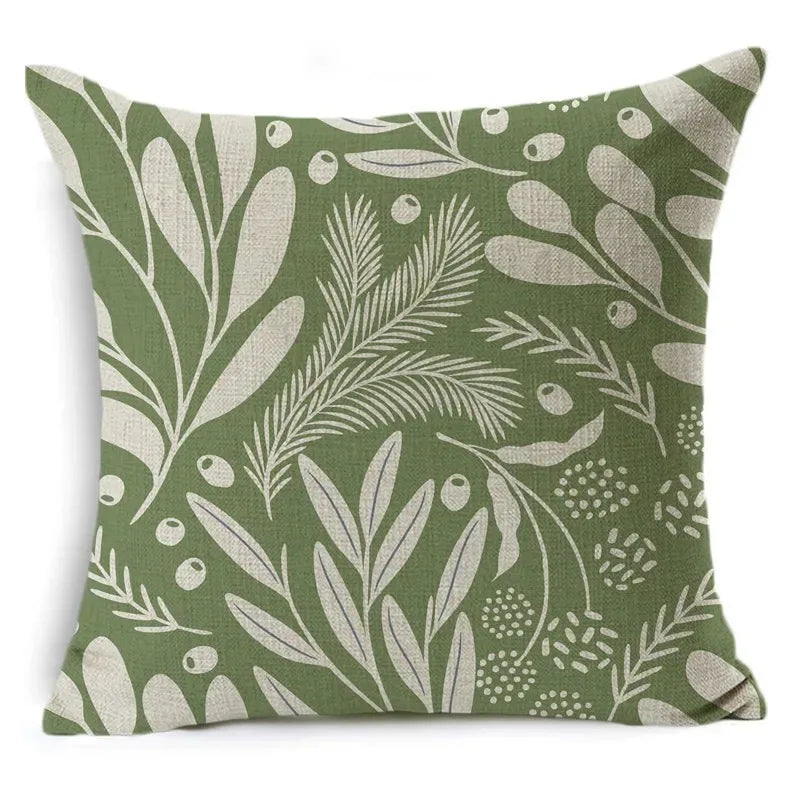 Green Pattern Decorative Cushion Cover Floral Pillow Cover for Car Sofa Decorative Pillow Cover Home Pillow -