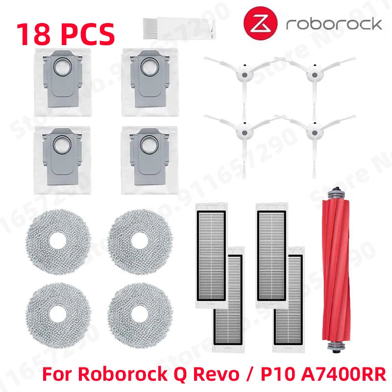Roborock Q Revo / P10 A7400RR Spare Parts Main Side Brush Hepa Filter Mop Cloths Dust Bag Robot Vacuums Cleaner Accessories