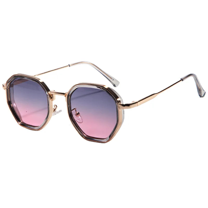 Fashion Punk Goggles, Protective Glasses for Men, Metal Polygonal Large Frame, Fashionable Sunglasses, Outdoor UV Protection