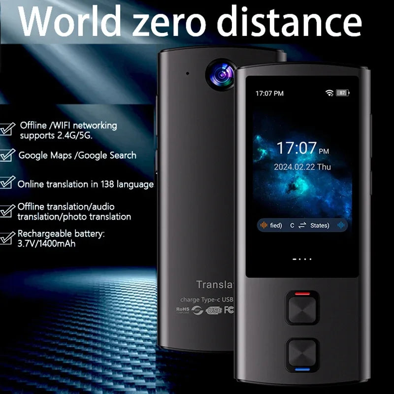 T17 Intelligence Translation 138 Language Voice Recording & Photo Translate WIFI ChatGPT Online/Offline Translation