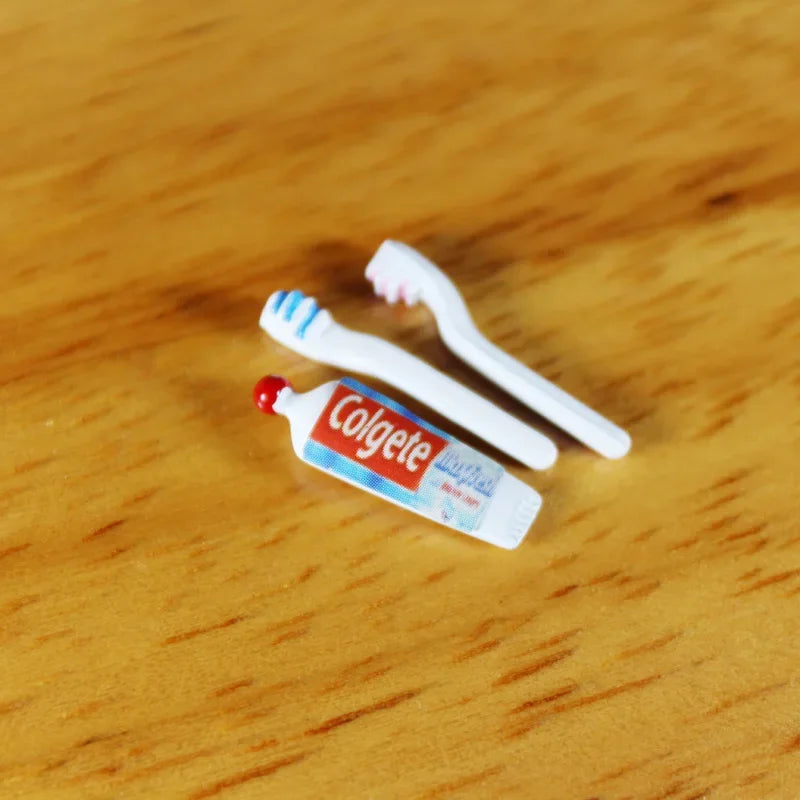 1/12 dollhouse miniature mini cup toothpaste toothbrush for ob11 blyth bjd pullip doll house furniture accessories toy - Free Item