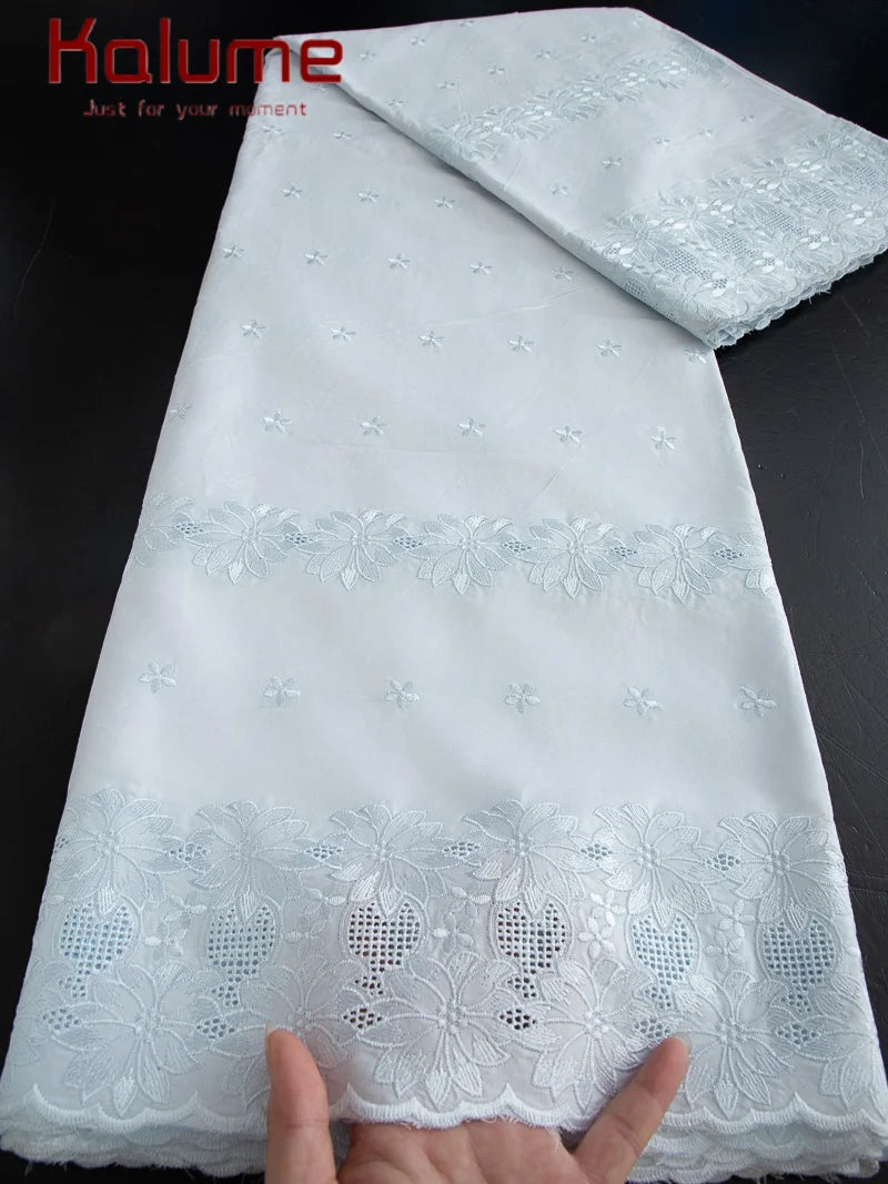Kalume African Soft Cotton Fabric Dubai Lace Fabrics High Quality Material African Fabric for Sewing Man Suit Cloth 5Yards F4517