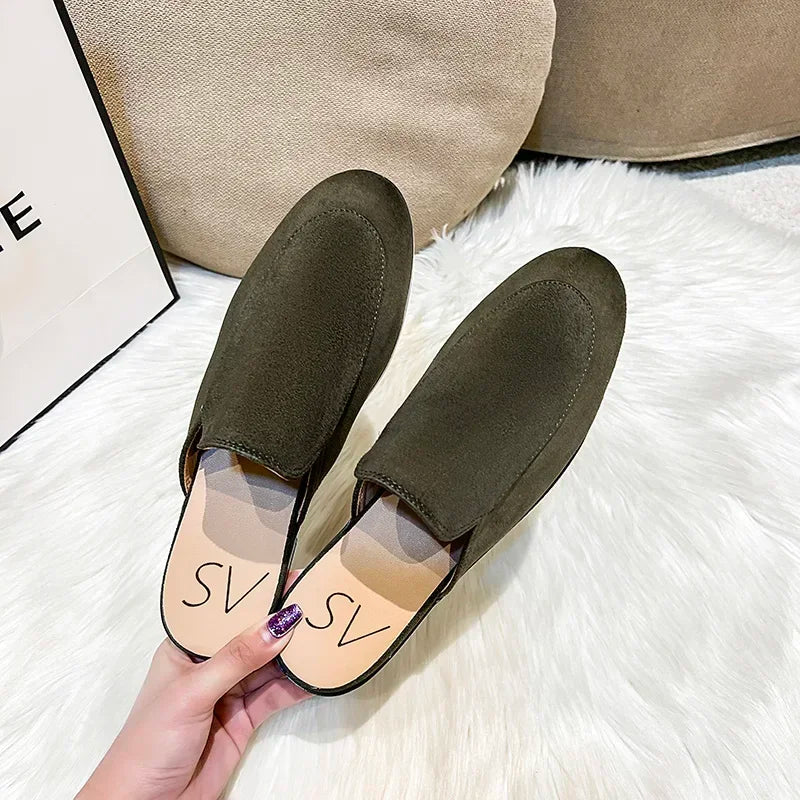Baotou Half Slippers Women Summer Wear Muller Shoes 2025 New Flat Sandals