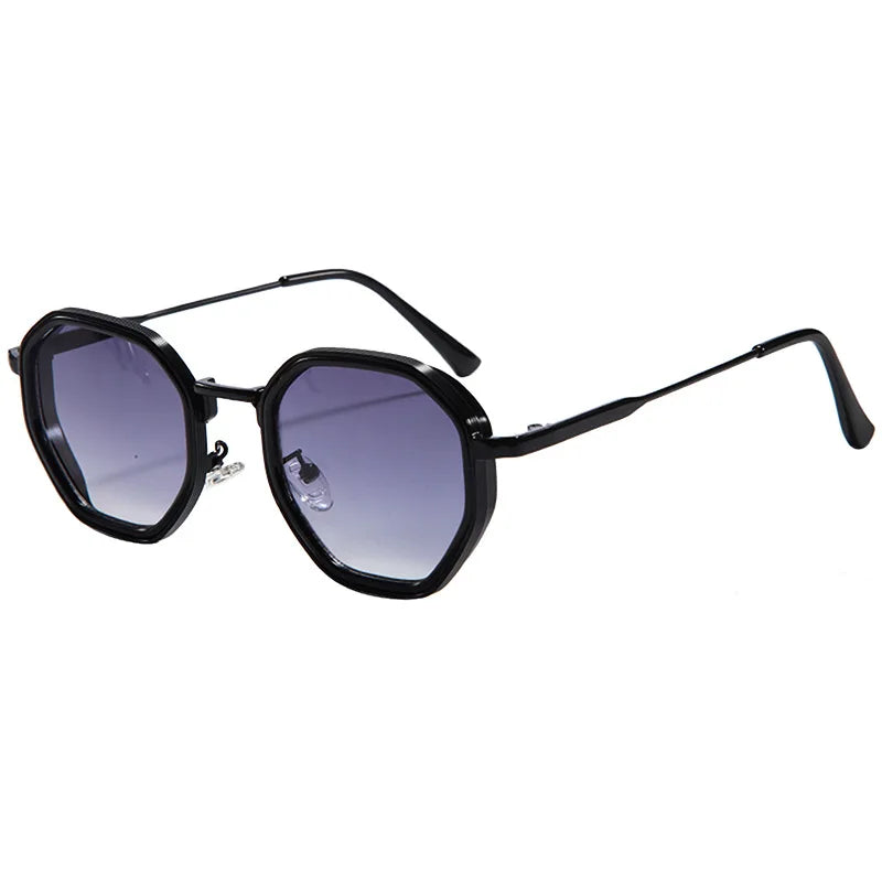 Fashion Punk Goggles, Protective Glasses for Men, Metal Polygonal Large Frame, Fashionable Sunglasses, Outdoor UV Protection